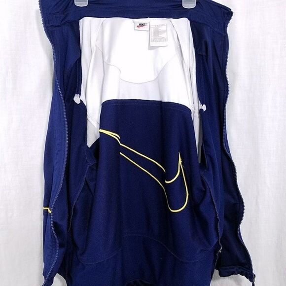 Nike Jacket Vintage 90s Jumbo Swoosh Spell Out White Tag Blue Mens Size Small - Picture 5 of 7